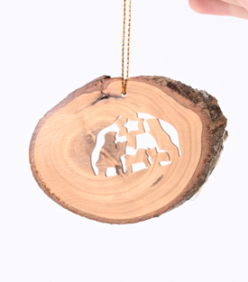 ANHÄNGER Krippe Olivenholz Lasercut 