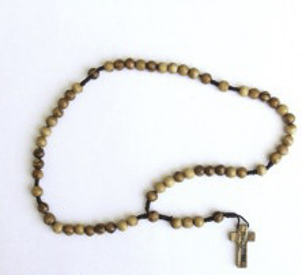 ROSENKRANZ Olivenholz handgeschnitzt mit Holzkreuz