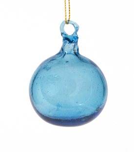 WEIHNACHTSKUGEL hellblau mundgeblasen 6x5cm