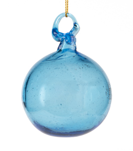 WEIHNACHTSKUGEL hellblau mundgeblasen 8x6cm