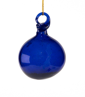 WEIHNACHTSKUGEL dunkelblau mundgeblasen 6x5cm