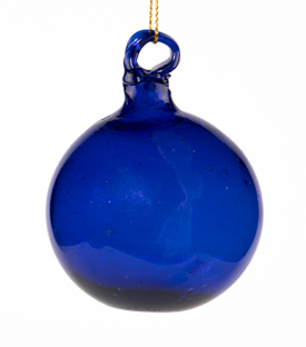 WEIHNACHTSKUGEL dunkelblau mundgeblasen 8x6cm
