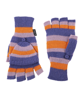 KLAPPENHANDSCHUHE blau-orange 100% Alpaka