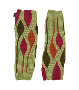 LEGWARMERS grasgrün Blumen 100% Alpaka
