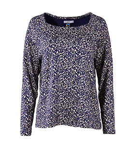 RAGLANSHIRT tiefblau gemustert Bio-Baumwoll Mix