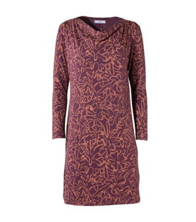 WASSERFALLKLEID aubergine gem Bio-Baumwollmix GOTS