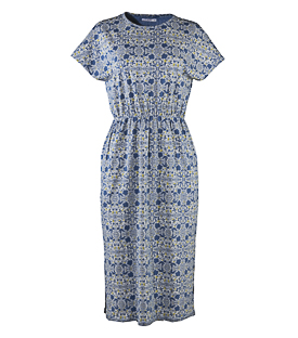 KLEID CASUAL aqua gemustert Bio-Baumwoll Mix