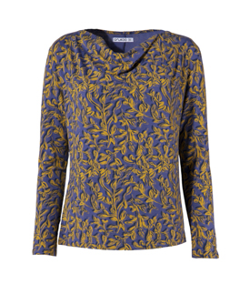 SHIRT WASSERFALL blau-gelb gem Tencel-Mix