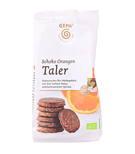 Artikeldetails anzeigen SCHOKO ORANGEN TALER, Kekse, 125g kbA